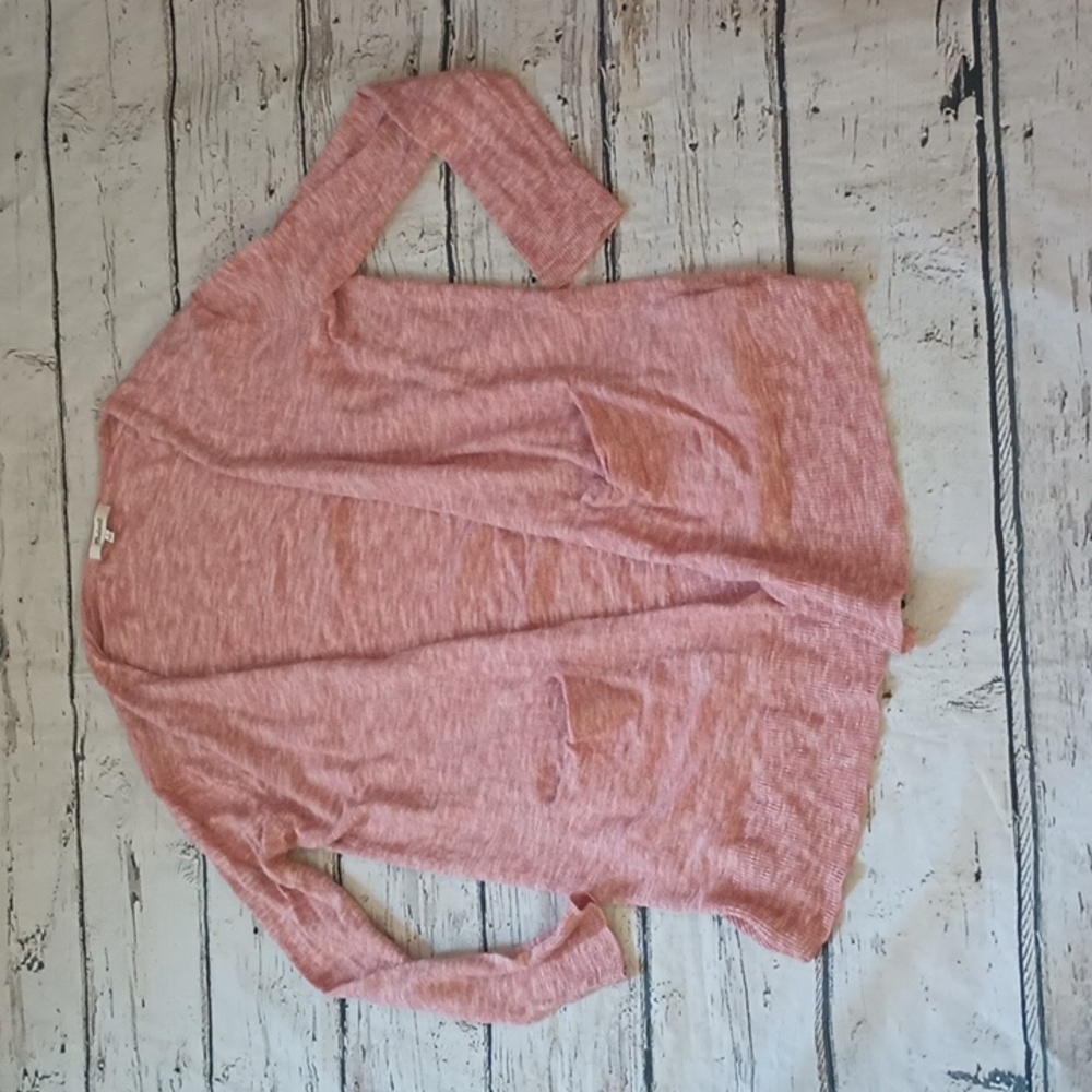 Madewell Summer Ryder Marled Rose Pink Cotton Blend Open Cardigan Shrug S
